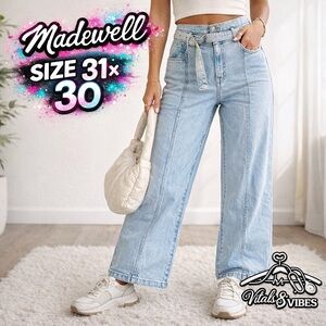 Madewell Light Blue Wide-Leg Tie-Waist Jeans